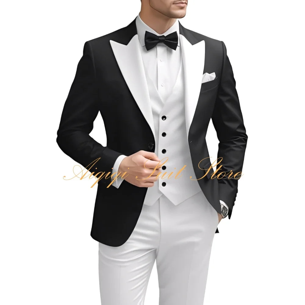 Men's Suits Slim Fit 3 Piece Wedding Suit for Men Elegant Formal Prom Tuxedo Grooms Homecoming Blazer Vest Pants Men Suits