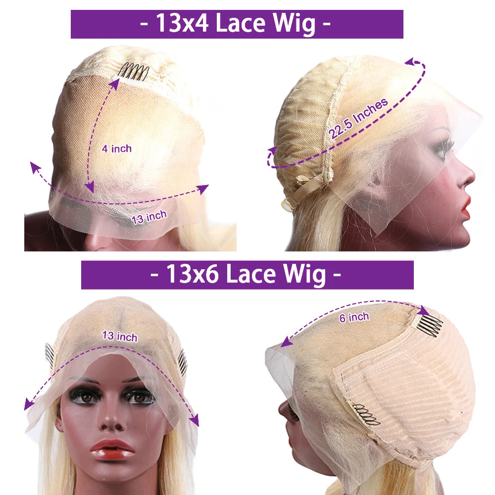 613 HD Lace Frontal Wig 13x4 13x6 360 Full Lace Transparent Honey Blonde Brazilian Straight Lace Front Human Hair Wigs for Women