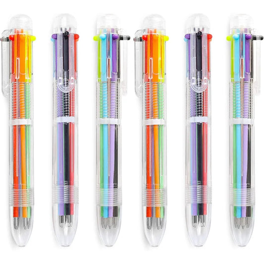 6 Pack 0.5mm 6in1 Multicolor Ballpoint Pen 6 Colors Retractable Ballpoint Pens for Office School Supplies Students Gift Party F