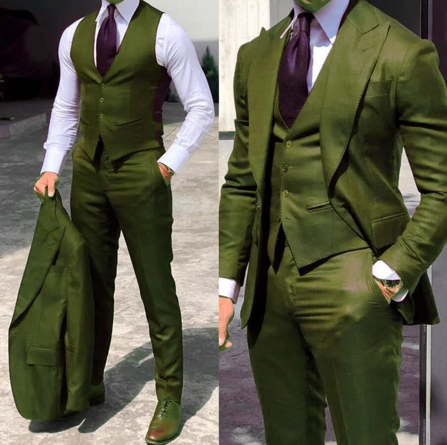 3 Pieces Tuxedos Suits Slim Fit (Jacket+Vest+Pants）