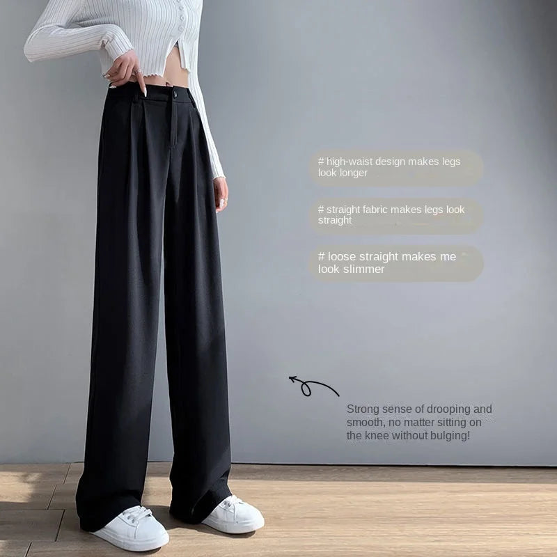 High Waist Fluid Korean Style Wide Leg Palazzo Trousers
