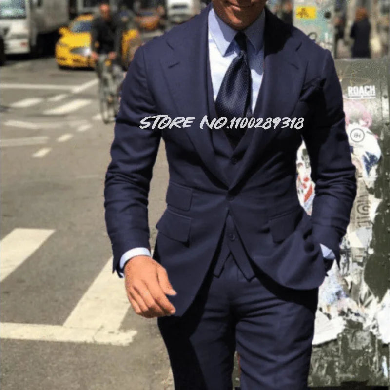 Classy 3 Pieces Tuxedos Slim Fit Costume Homme(Jacket+Vest+Pants)