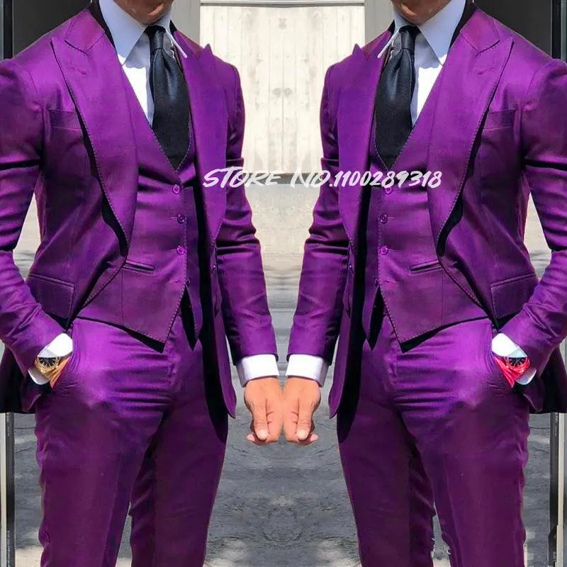 Classy 3 Pieces Tuxedos Slim Fit Costume Homme(Jacket+Vest+Pants)