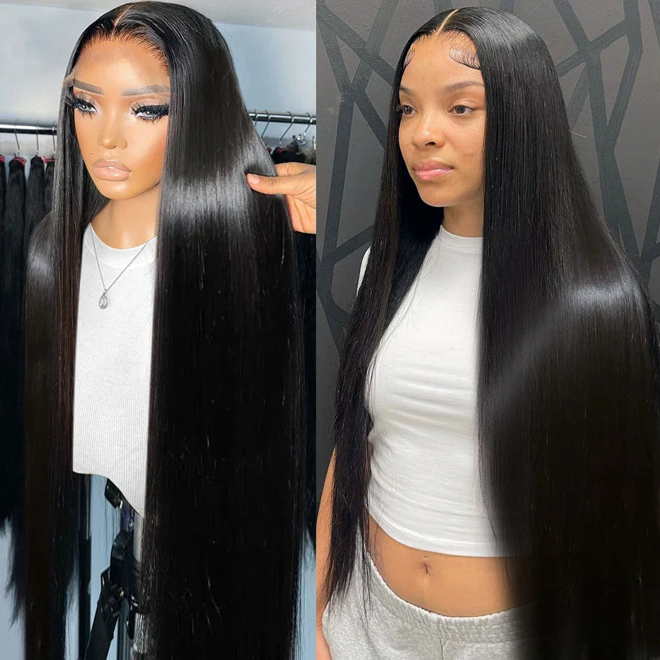 42 44 Inch Lace Front Human Hair Wigs 13x4 13x6 Transparent Lace Bone Straight Wig Brazilian 250 Density Frontal Wigs For Women