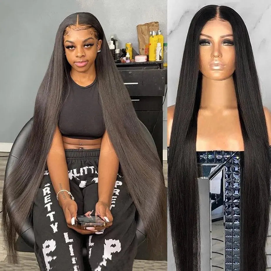 42 44 Inch Lace Front Human Hair Wigs 13x4 13x6 Transparent Lace Bone Straight Wig Brazilian 250 Density Frontal Wigs For Women