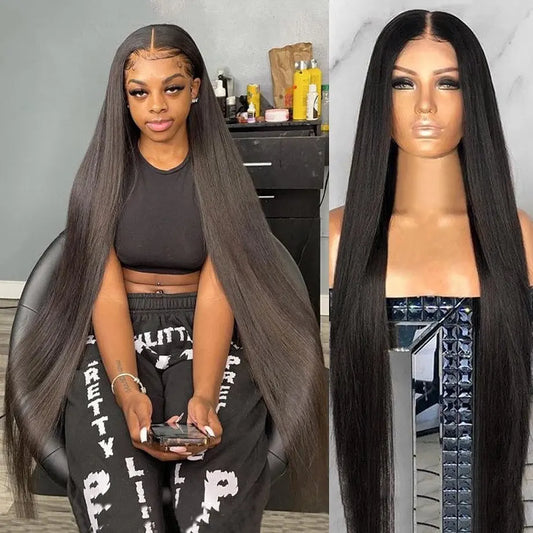 42 44 Inch Lace Front Human Hair Wigs 13x4 13x6 Transparent Lace Bone Straight Wig Brazilian 250 Density Frontal Wigs For Women