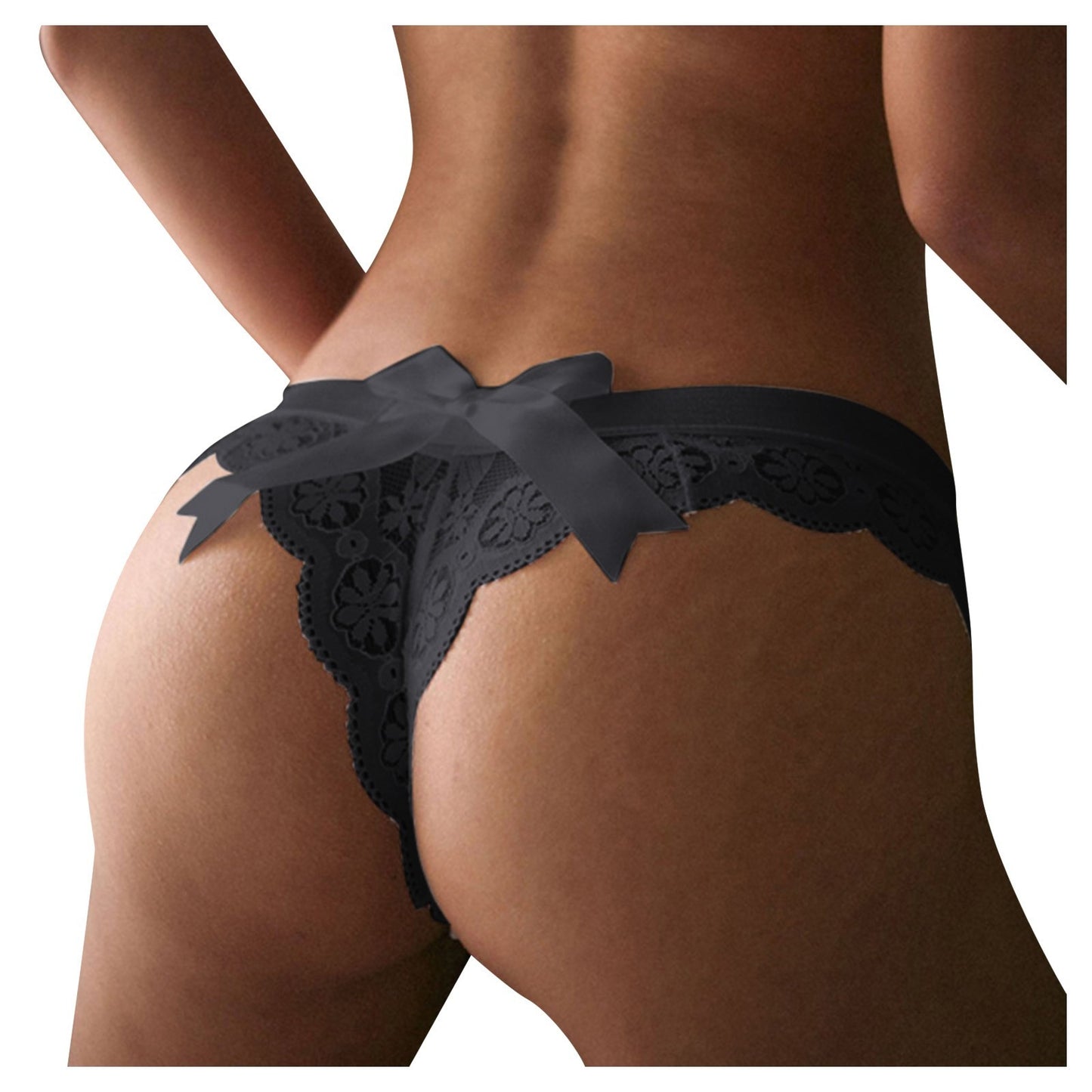 Seductive Thin Panties For Women Crochet Black Lace Panty Sexy Lace Up Hollow Out Solid Underwear Ropa Interior Sexi  Mujer