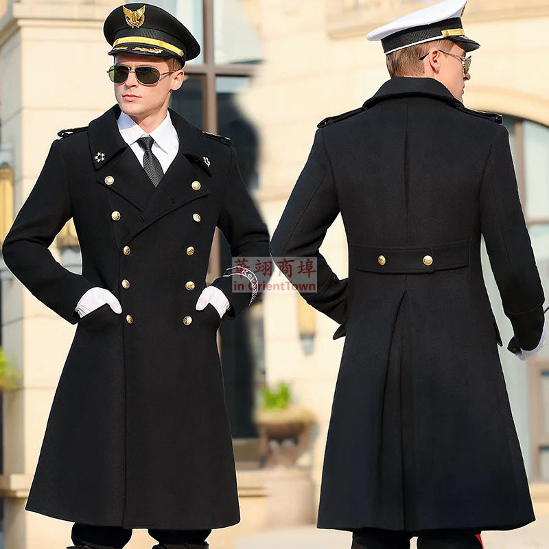 Woolen Double breasted Black General Coat Wool Greatcoat Coat Tops