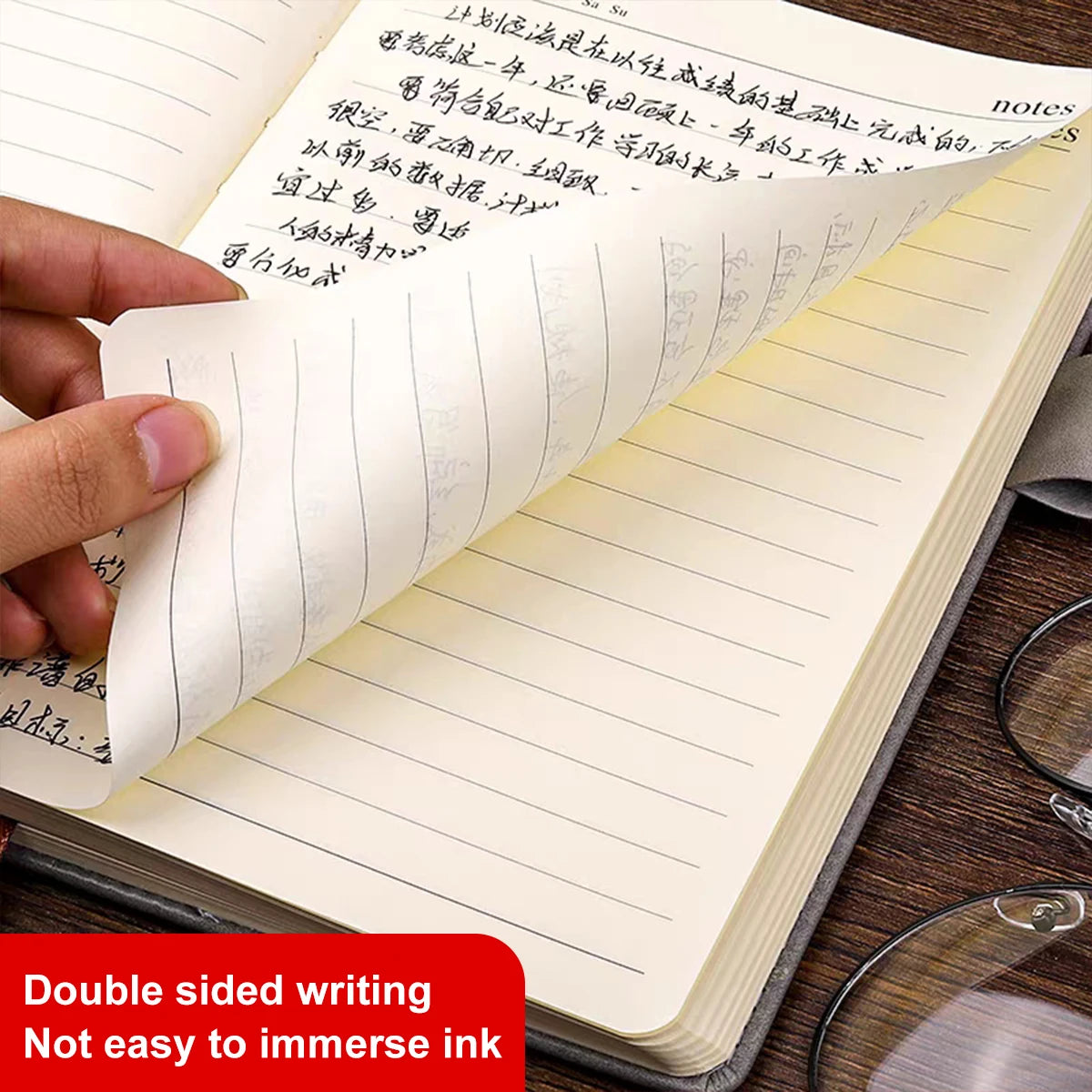 A5 Notebook Student Planning Efficiency Book Business Office Work Conference Notepad 360 Pages 100GSM Font Leather Cover