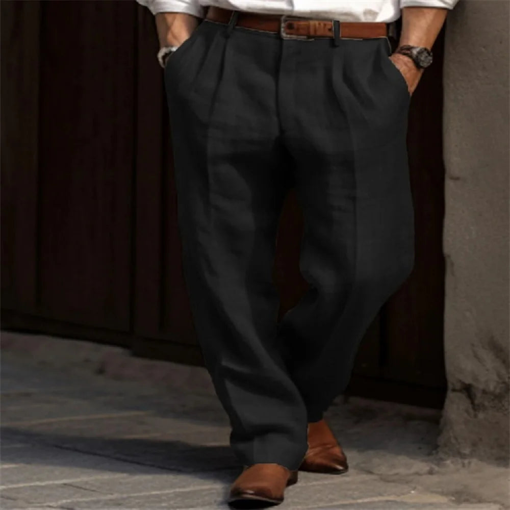 Long Trousers With Straight Front Pockets Solid Color