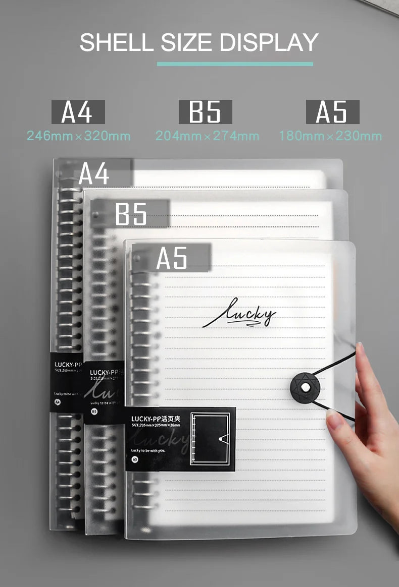 A5/B5/A4 Transparent Loose Leaf Binder Notebook Diary Inner Core Cover Note Book Journal Planner Office Stationery Supplies