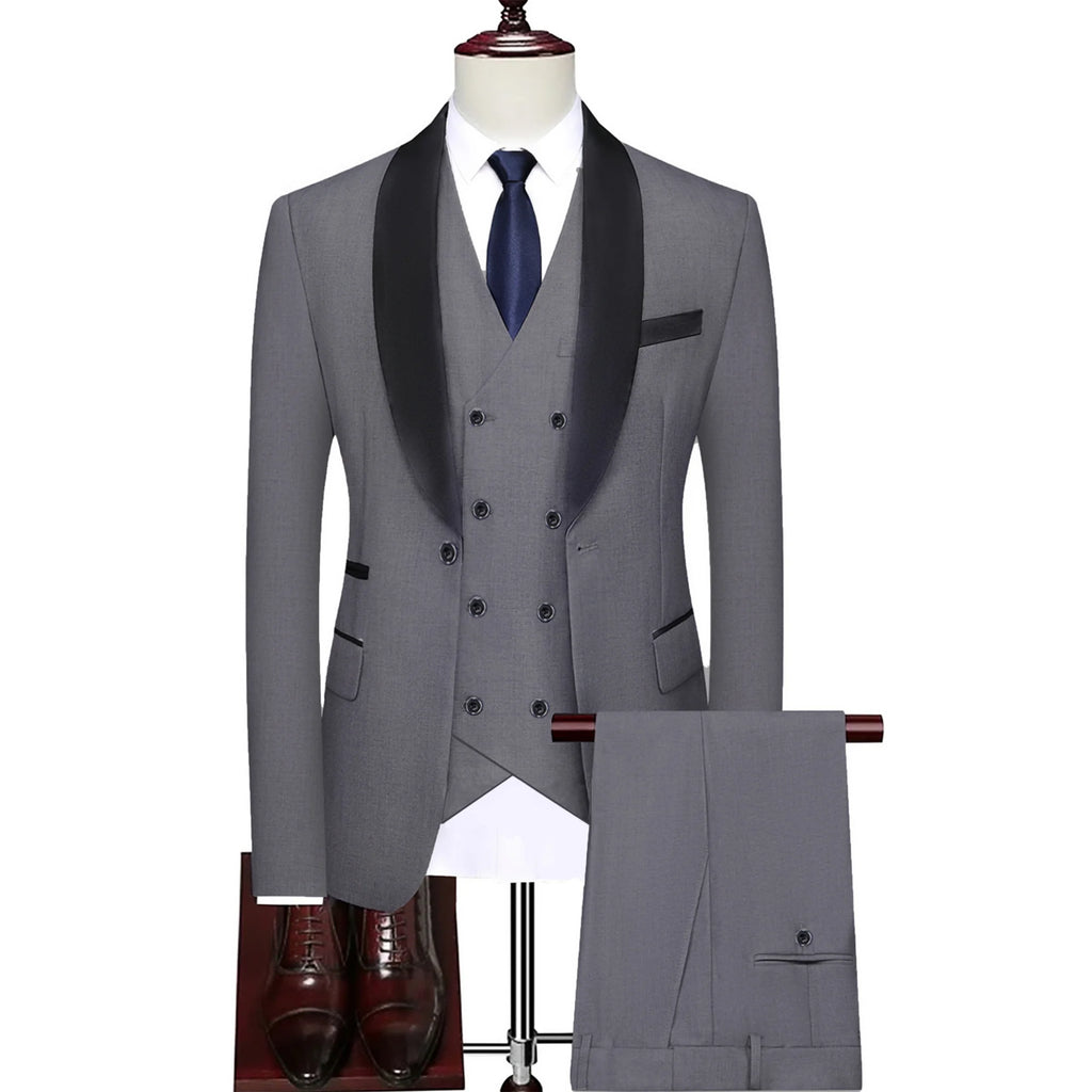 Men's three-piece suit Jacket Vest and trousers Dinner wedding tuxedo Slim-fit formal business suit