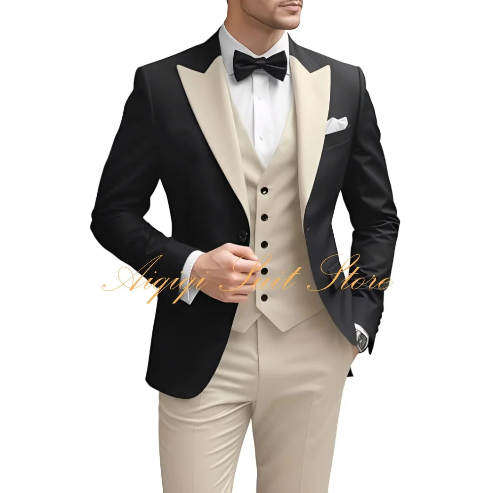 Men's Suits Slim Fit 3 Piece Wedding Suit for Men Elegant Formal Prom Tuxedo Grooms Homecoming Blazer Vest Pants Men Suits