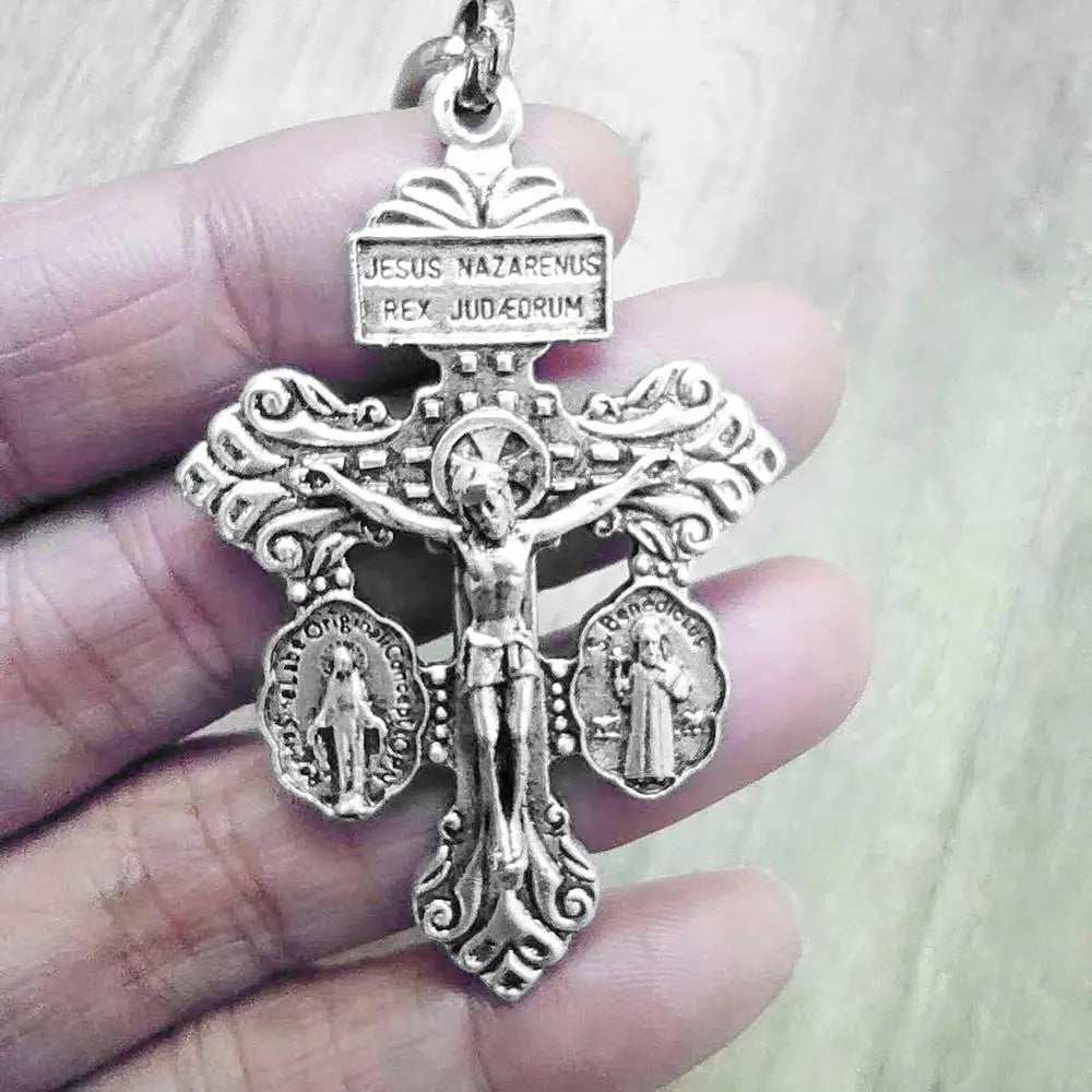 Cross Prayer necklace Vintage Cross Pendant Jesus Cross Metal Crafts Christian Religious Faiths Charm Jewelry Making Accessories