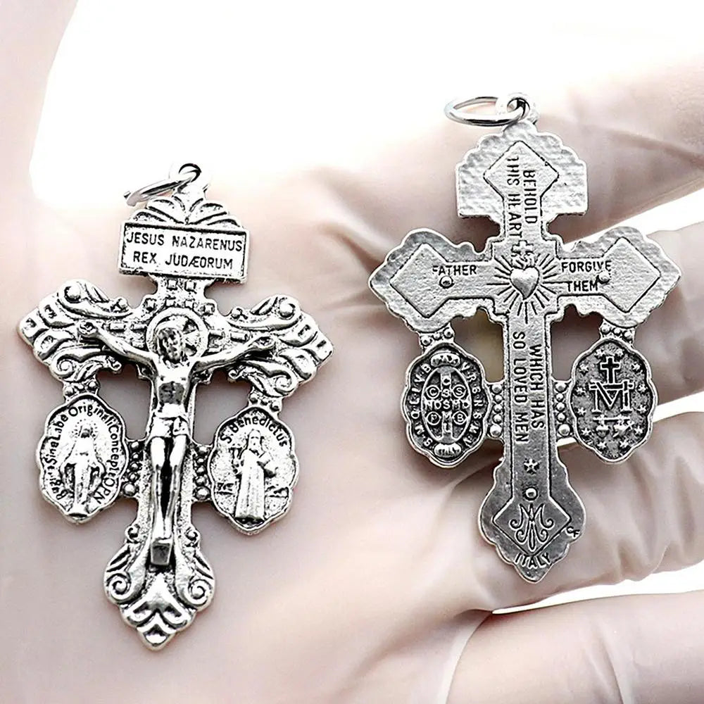 Cross Prayer necklace Vintage Cross Pendant Jesus Cross Metal Crafts Christian Religious Faiths Charm Jewelry Making Accessories