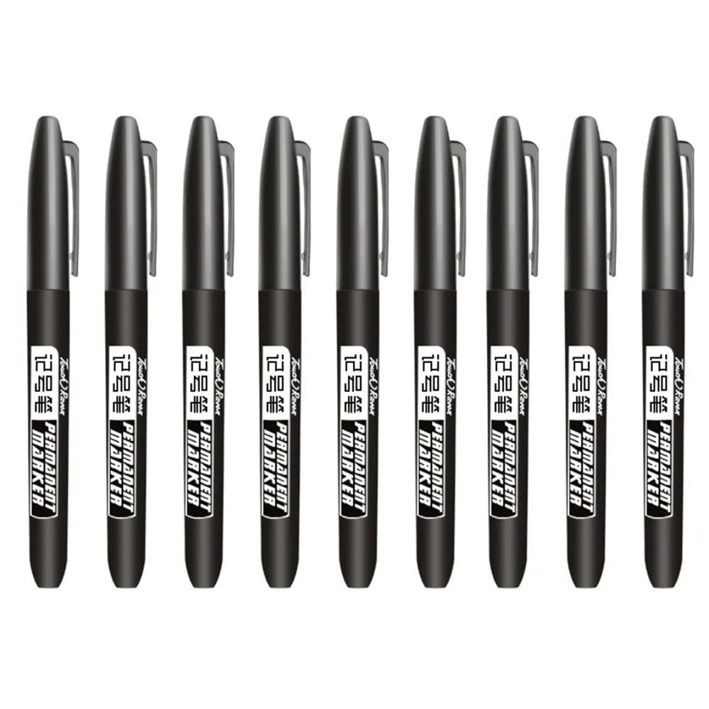 9 Pcs/Set Permanent Marker Pen Fine Point Waterproof Ink Thin Nib Crude Nib Black Blue Red Ink 1.5mm Fine Color Marker Pens
