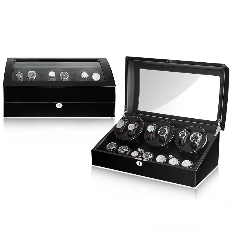 Luxury Fashionable Watches Display Box That Rotatable Watch Winder Box with LED with Lock 13 Slot Watch Box 7+6 Watch Winder Box