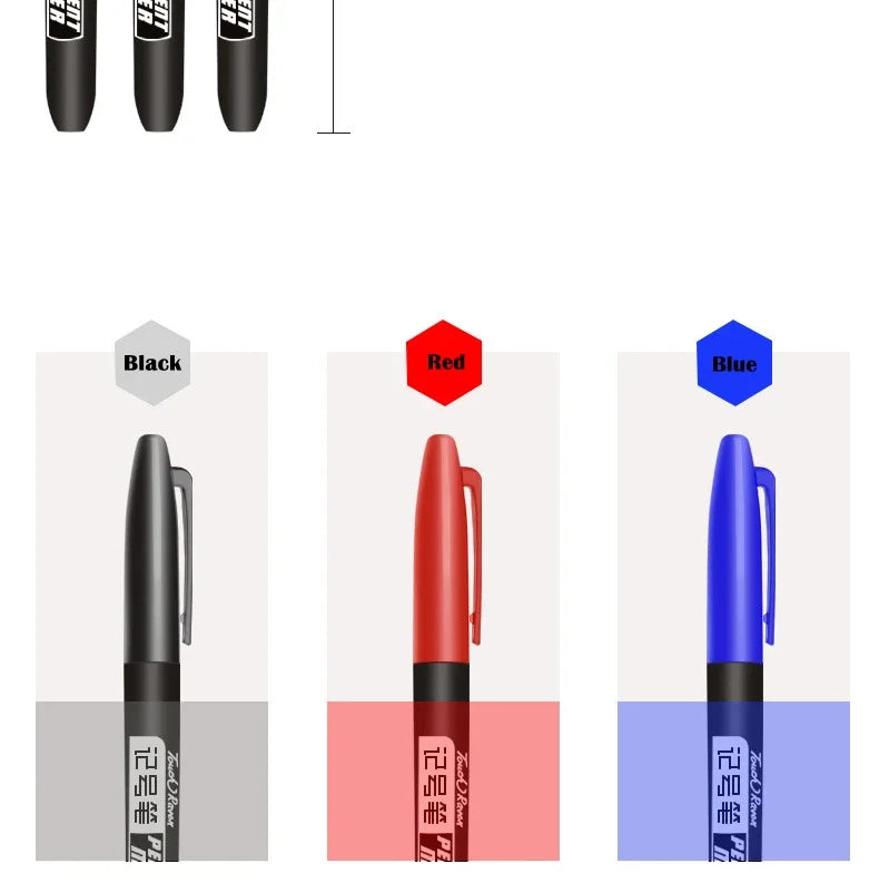 9 Pcs/Set Permanent Marker Pen Fine Point Waterproof Ink Thin Nib Crude Nib Black Blue Red Ink 1.5mm Fine Color Marker Pens