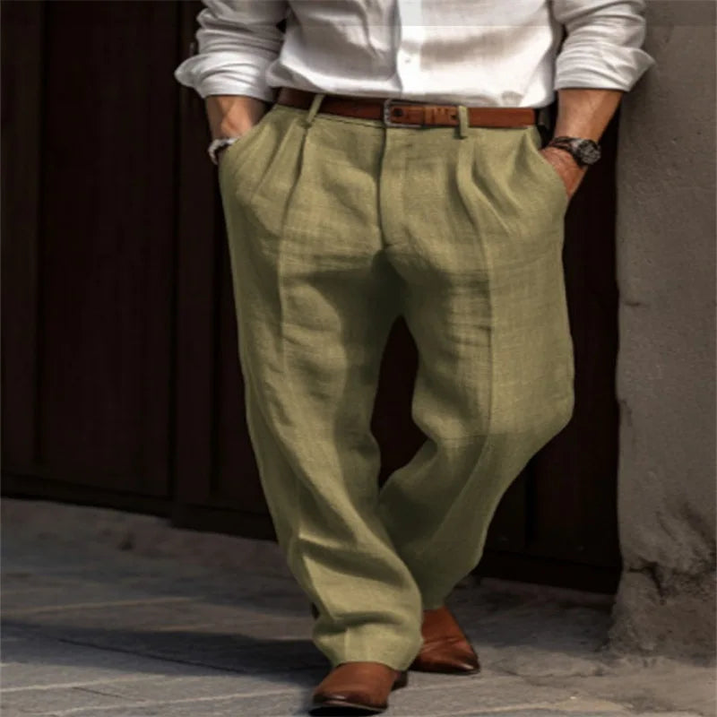 Long Trousers With Straight Front Pockets Solid Color