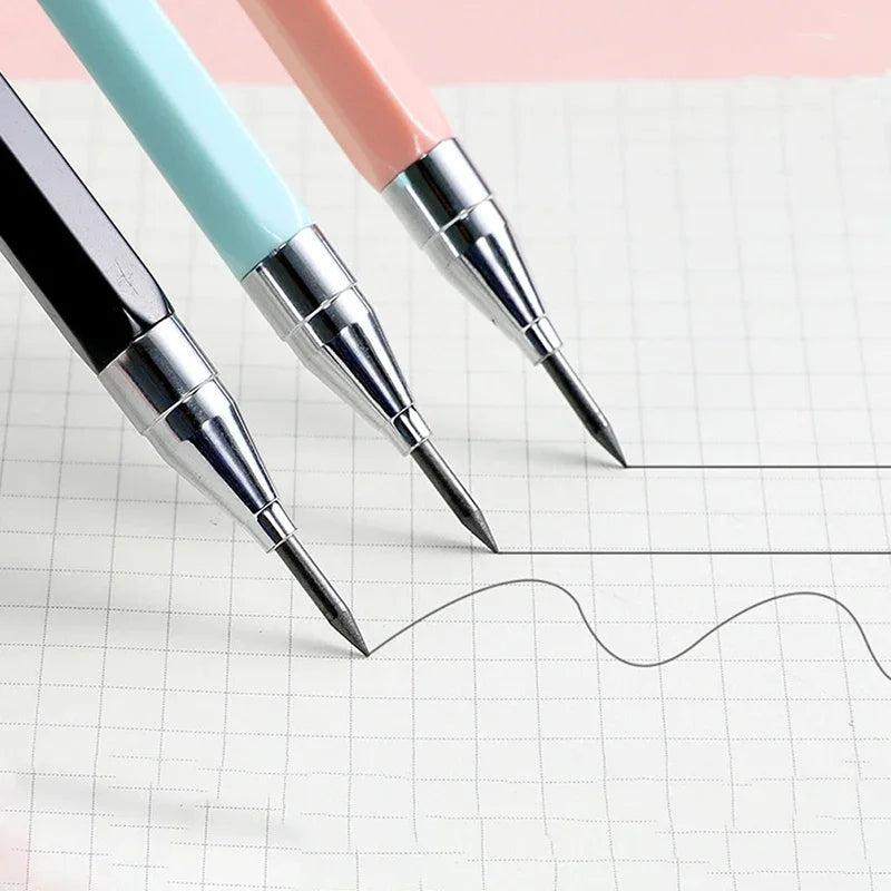 3 Colors 2.0mm Mechanical Pencil Comes with A Pencil Sharpener 2B Lead Core Sketching Painting Writing Stationery Supplies