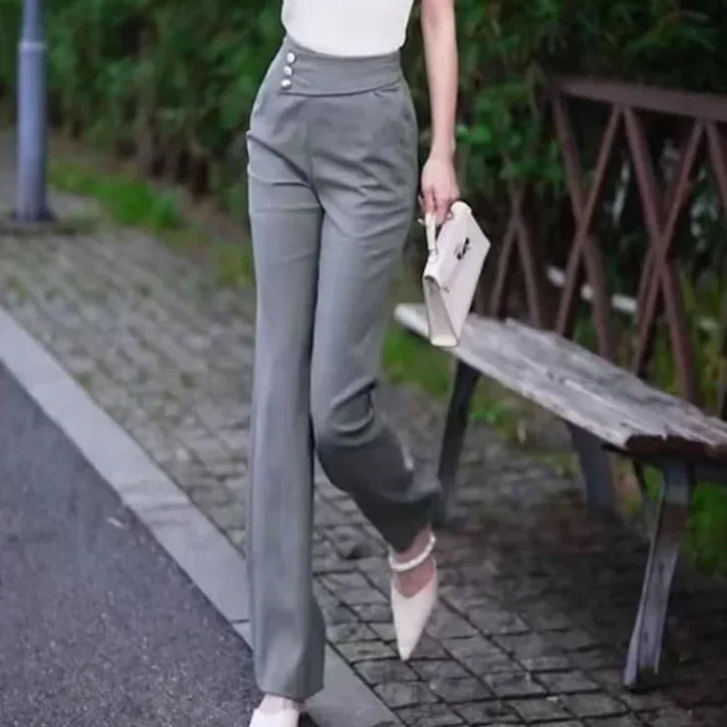 Classic Aesthetic Chic and Elegant Slacks Women's Flare Trousers Pants