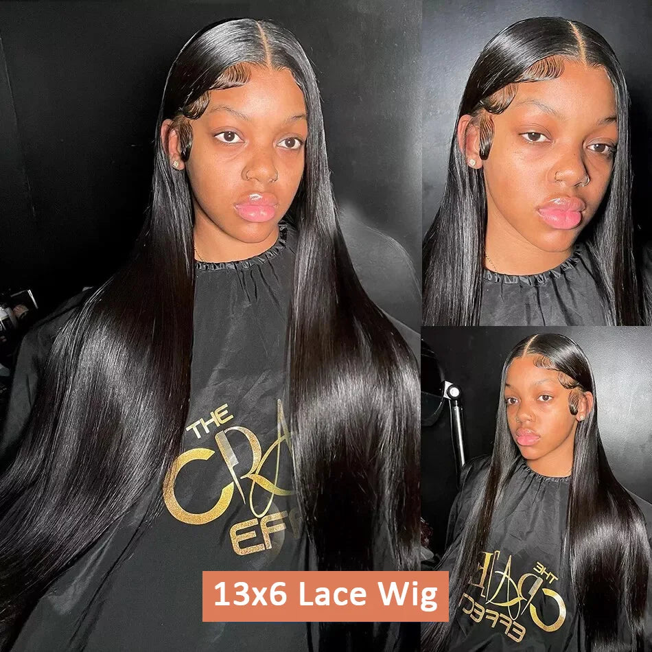 42 44 Inch Lace Front Human Hair Wigs 13x4 13x6 Transparent Lace Bone Straight Wig Brazilian 250 Density Frontal Wigs For Women