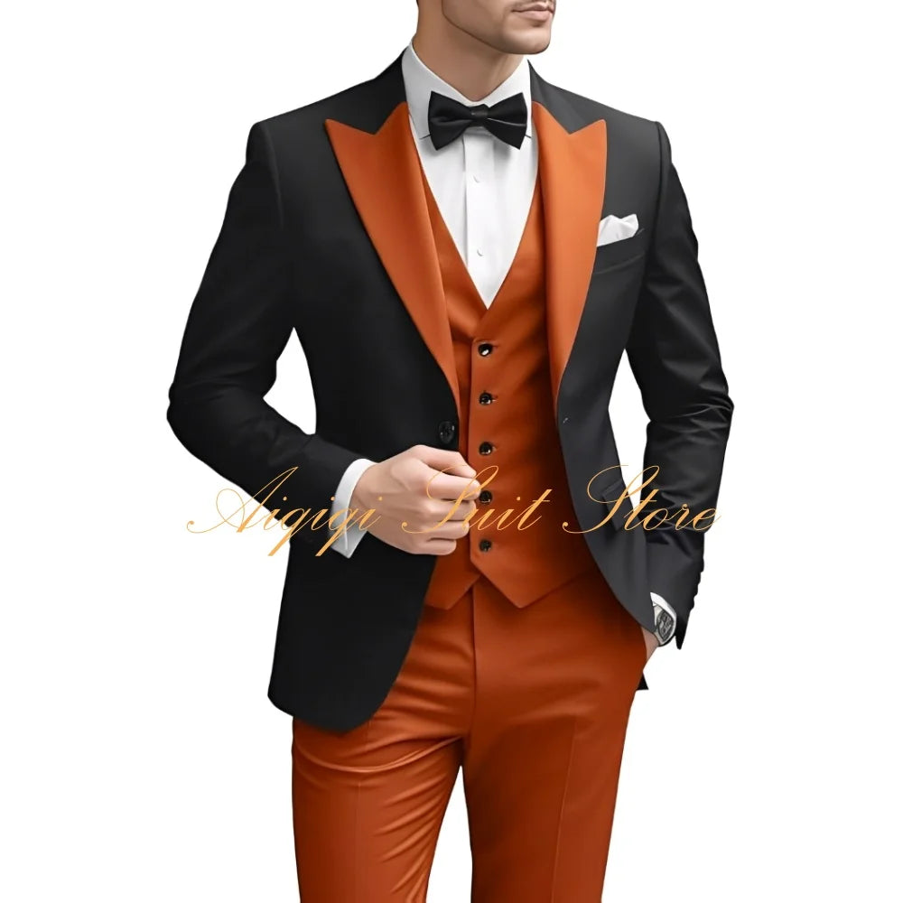 Men's Suits Slim Fit 3 Piece Wedding Suit for Men Elegant Formal Prom Tuxedo Grooms Homecoming Blazer Vest Pants Men Suits