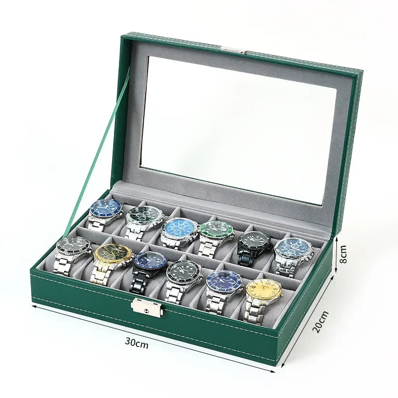 Watch Boxes 2/3/4/5/6/8/10/12 Girds Cases Storage Boxes Watch Organizer Case PU Leather Watch Display Jewelry Box For Best Gifts