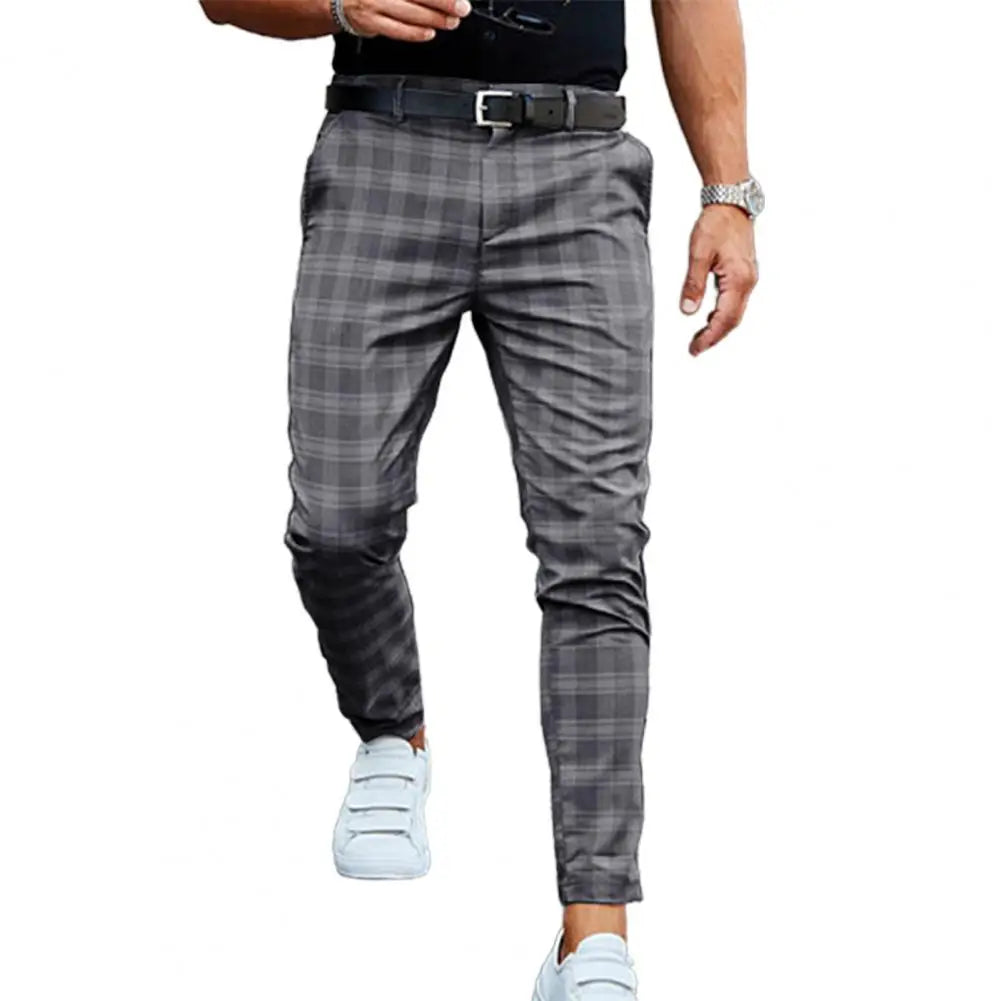 Checkered Pattern Men Trousers