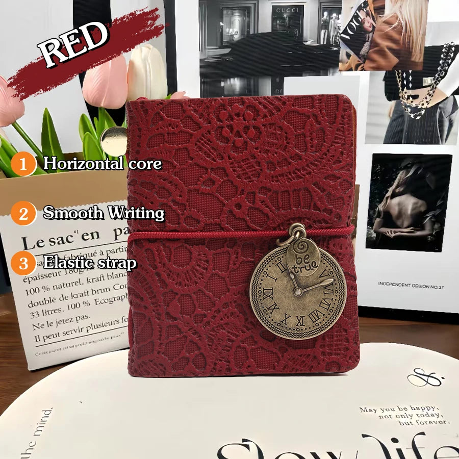 Mini notebook Traveler's manual Retro Leather style book Applicable to hang Decoration Diary book notepad 120 page