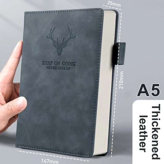 A5 Notebook Student Planning Efficiency Book Business Office Work Conference Notepad 360 Pages 100GSM Font Leather Cover