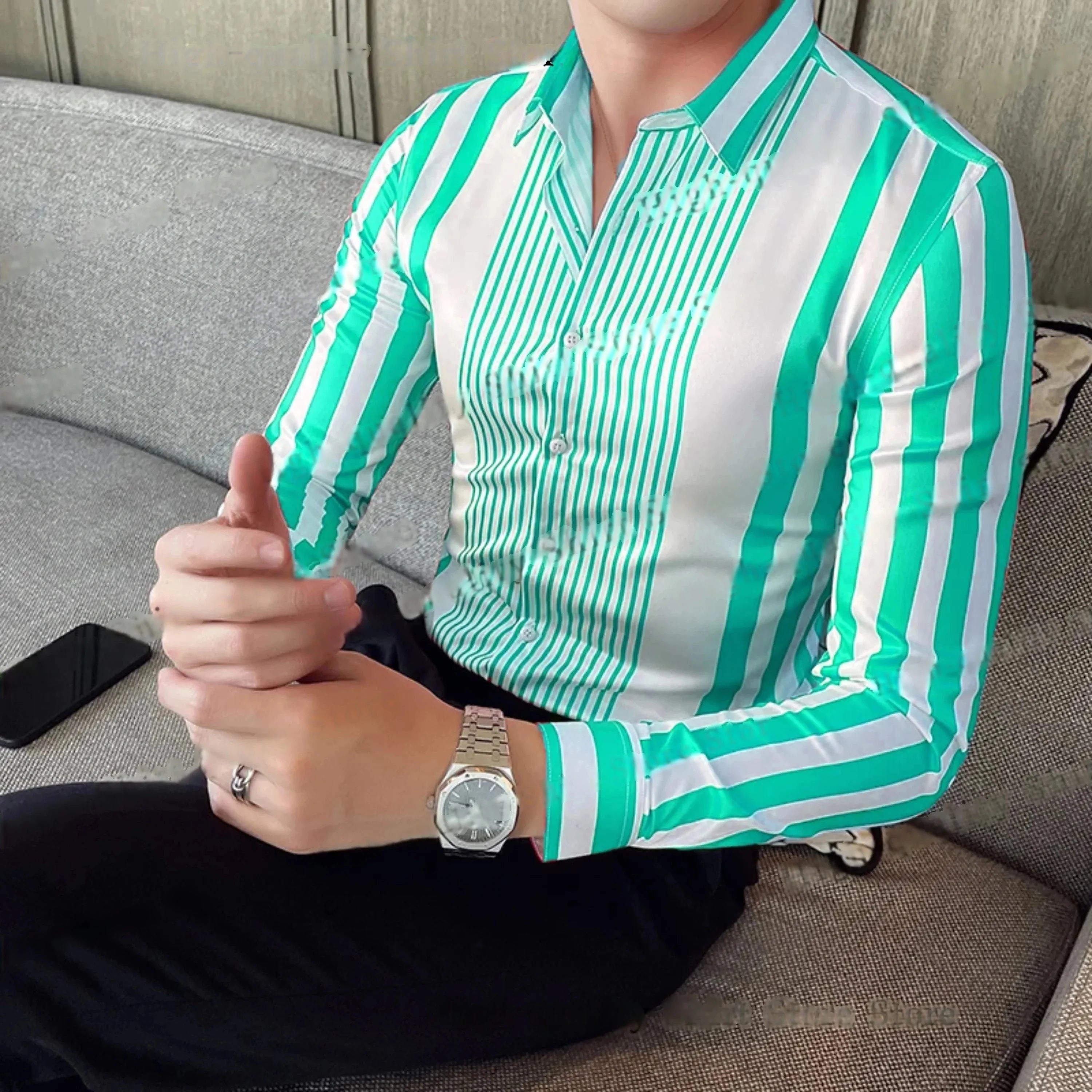 British Style Striped Long Sleeve Shirts