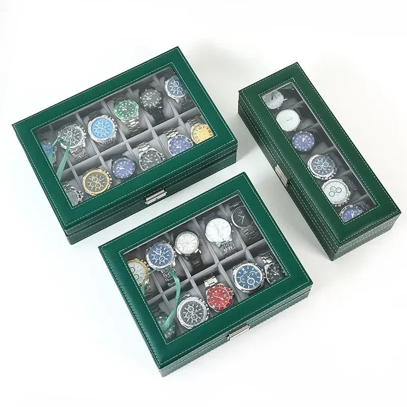 Watch Boxes 2/3/4/5/6/8/10/12 Girds Cases Storage Boxes Watch Organizer Case PU Leather Watch Display Jewelry Box For Best Gifts