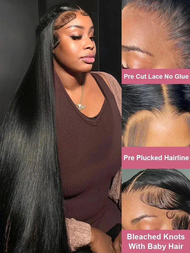 42 44 Inch Lace Front Human Hair Wigs 13x4 13x6 Transparent Lace Bone Straight Wig Brazilian 250 Density Frontal Wigs For Women